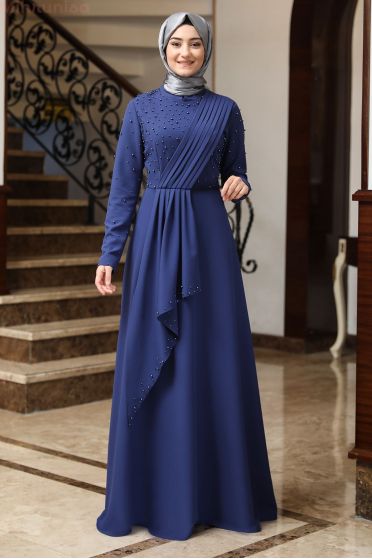 İnci Detay Manolya Elbise - İndigo
