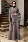 İnci Detay Manolya Elbise - Vizon - MN-4307