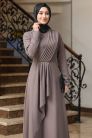 İnci Detay Manolya Elbise - Vizon - MN-4307
