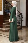İnci Detay Manolya Elbise - Zümrüt - MN-4304