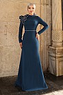 Omuz Detay Gelincik Abiye - İndigo - MN-4851