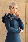 Omuz Detay Gelincik Abiye - İndigo - MN-4851