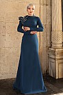 Omuz Detay Gelincik Abiye - İndigo - MN-4851