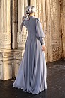 Şifon Ve Boncuk İşlemeli Alya Abiye - Gri - MN-4836