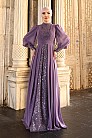Şifon Ve Boncuk İşlemeli Alya Abiye - Lila - MN-4837