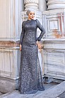 Simli Sakura Abiye - Antrasit - MN-4859