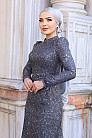 Simli Sakura Abiye - Antrasit - MN-4859