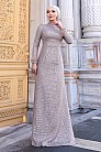 Simli Sakura Abiye - Bej - MN-4857