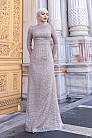 Simli Sakura Abiye - Bej - MN-4857