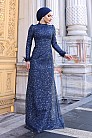 Simli Sakura Abiye - Lacivert - MN-4860