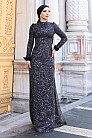 Simli Sakura Abiye - Siyah - MN-4858