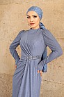 Simli Şifon Defne Abiye - Bebe Mavisi - MN-4841