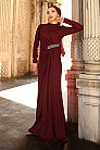 Simli Şifon Defne Abiye - Bordo - MN-4842
