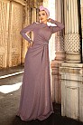 Simli Şifon Defne Abiye - Lila - MN-4840