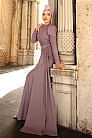 Simli Şifon Defne Abiye - Lila - MN-4840