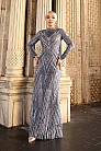 Tümüyle Simli Tasarım Gala Abiye - Gri - MN-4863