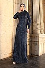 Tümüyle Simli Tasarım Gala Abiye - Lacivert - MN-4864