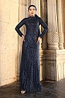 Tümüyle Simli Tasarım Gala Abiye - Lacivert - MN-4864