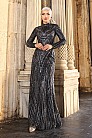 Tümüyle Simli Tasarım Gala Abiye - Siyah - MN-4862