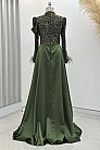 Kuyruklu Saten Anabel Abiye - Haki - MN-5018