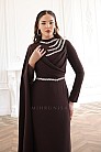 Zarif Pelerinli Taş İşlemeli Lina Abiye  - Kahve - MN-5373