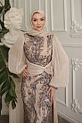 Bel Detaylı İşlemeli Liora Abiye - Taş Beji - MN-5208