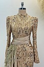 Beli Kuyruk Detay Dantel Zenna Abiye - Gold - MN-5051