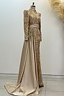 Beli Kuyruk Detay Dantel Zenna Abiye - Gold - MN-5051