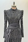 Beli Kuyruk Detay Dantel Zenna Abiye - Gri - MN-5054