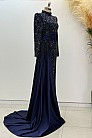 Beli Kuyruk Detay Dantel Zenna Abiye - Lacivert - MN-5053