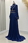 Boncuk Detay Şifon Hermonie Abiye - Lacivert - MN-4826