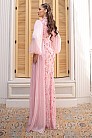 Çiçek Aplikeli Piliseli Balon Kol Viane Abiye - Pembe - MN-5319
