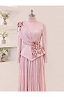 Çiçek Detaylı Eloria Abiye - Pembe - MN-6005