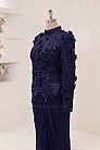 Çiçek İşlemeli Serelya Abiye - Lacivert - MN-5394