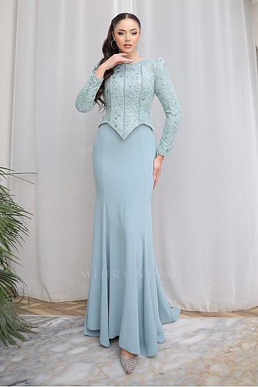 Dantel Detaylı Balık Kesim Tanya Abiye - Mint