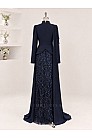 Drape Detaylı Alvera Abiye - Lacivert - MN-6015