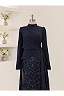 Drape Detaylı Alvera Abiye - Lacivert - MN-6015
