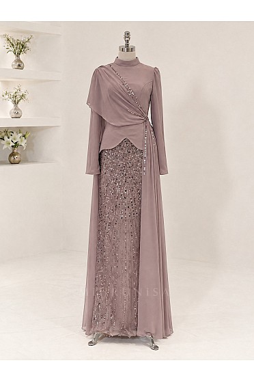 Drape Detaylı Alvera Abiye - Lila