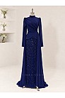 Drape Detaylı Alvera Abiye - Saks - MN-6018