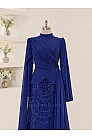 Drape Detaylı Alvera Abiye - Saks - MN-6018