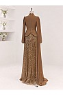 Drape Detaylı Alvera Abiye - Taba - MN-6014