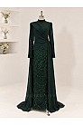 Drape Detaylı Alvera Abiye - Zümrüt - MN-6016