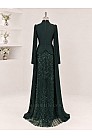 Drape Detaylı Alvera Abiye - Zümrüt - MN-6016