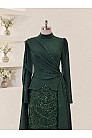 Drape Detaylı Alvera Abiye - Zümrüt - MN-6016