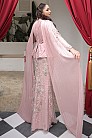 Drapeli Bel Detaylı Çiçek İşlemeli Veyra Abiye  - Pudra Pembe - MN-5334