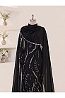 Işıltılı Şifon Elvina Abiye - Siyah/Gümüş - MN-5974
