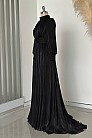 Kuşak Detay Şifon Hellas Abiye - Siyah - MN-4831