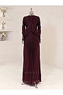 Lunessa Drape Detay Abiye - Bordo - MN-5992