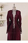 Lunessa Drape Detay Abiye - Bordo - MN-5992