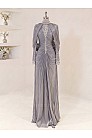Lunessa Drape Detay Abiye - Gri - MN-5989
